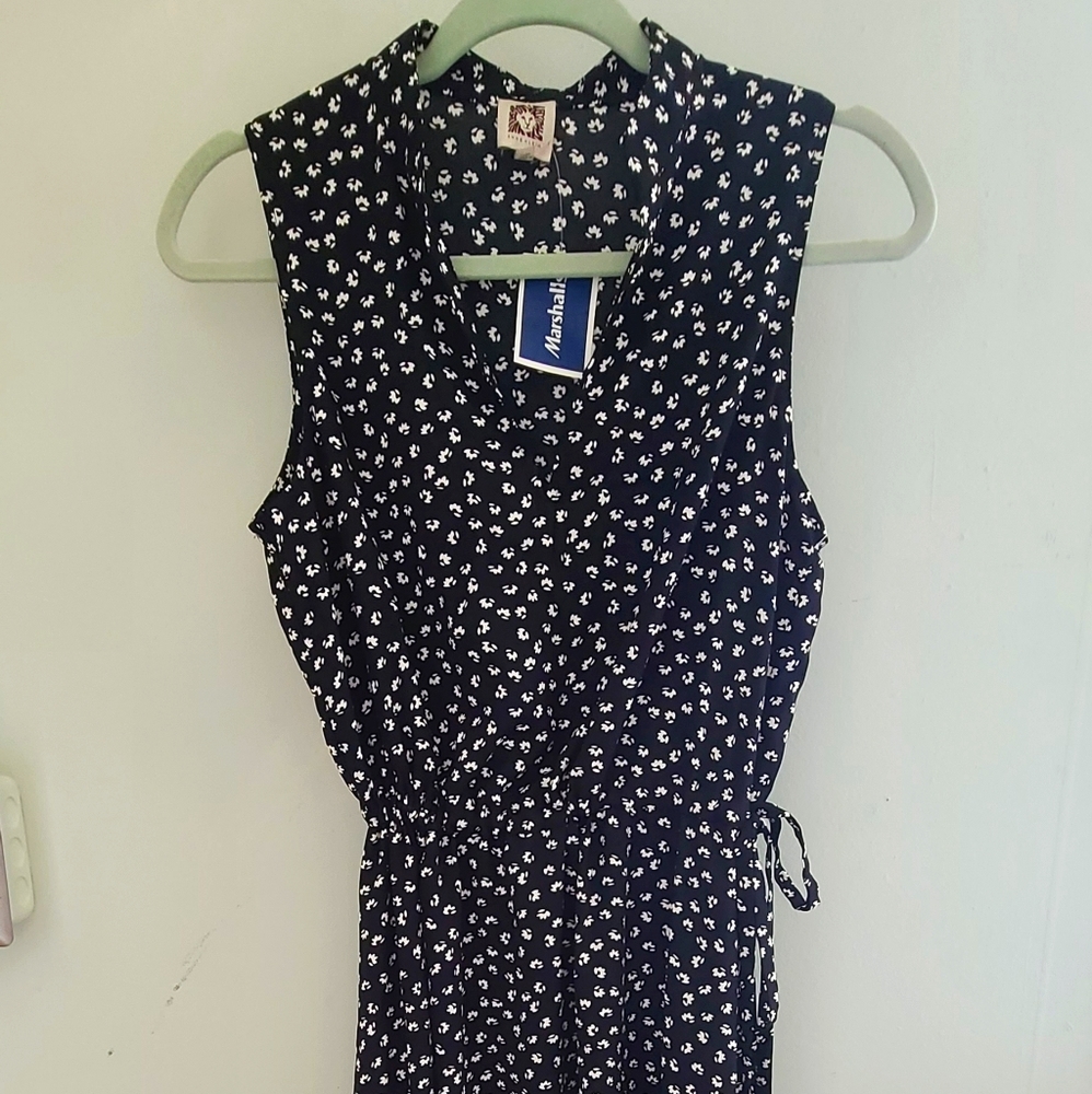 Anne Klein Black Floral Midi Dress